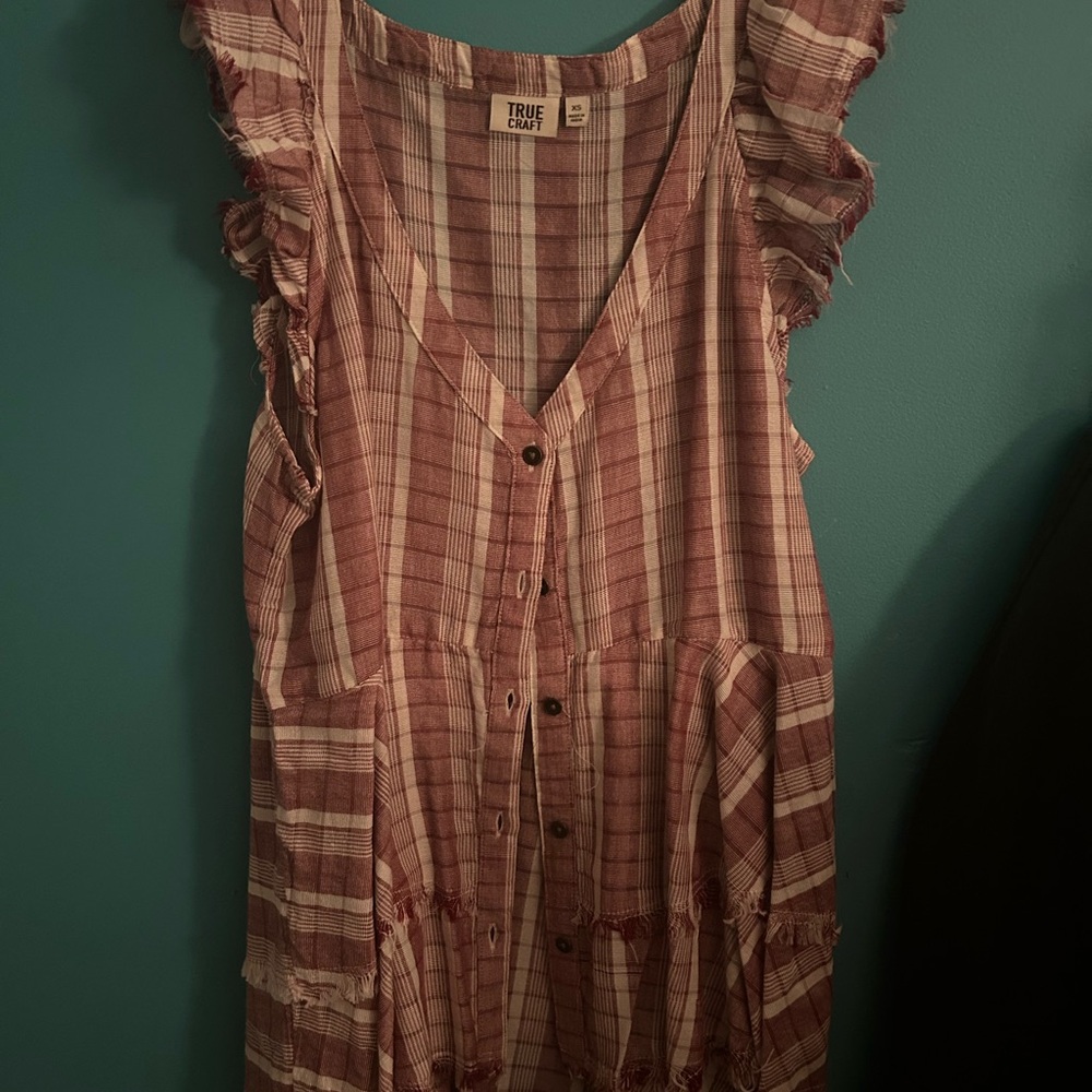 Craft Red and White Plaid Top
